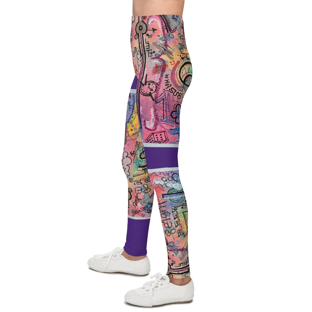 Youth Leggings / Go Fly A Kite / Purple