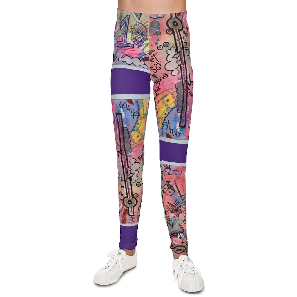 Youth Leggings / Go Fly A Kite / Purple