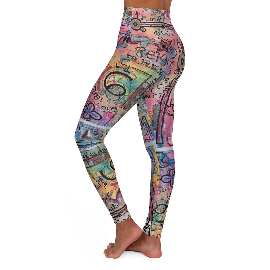 High Waisted Yoga Leggings / Go Fly A Kite