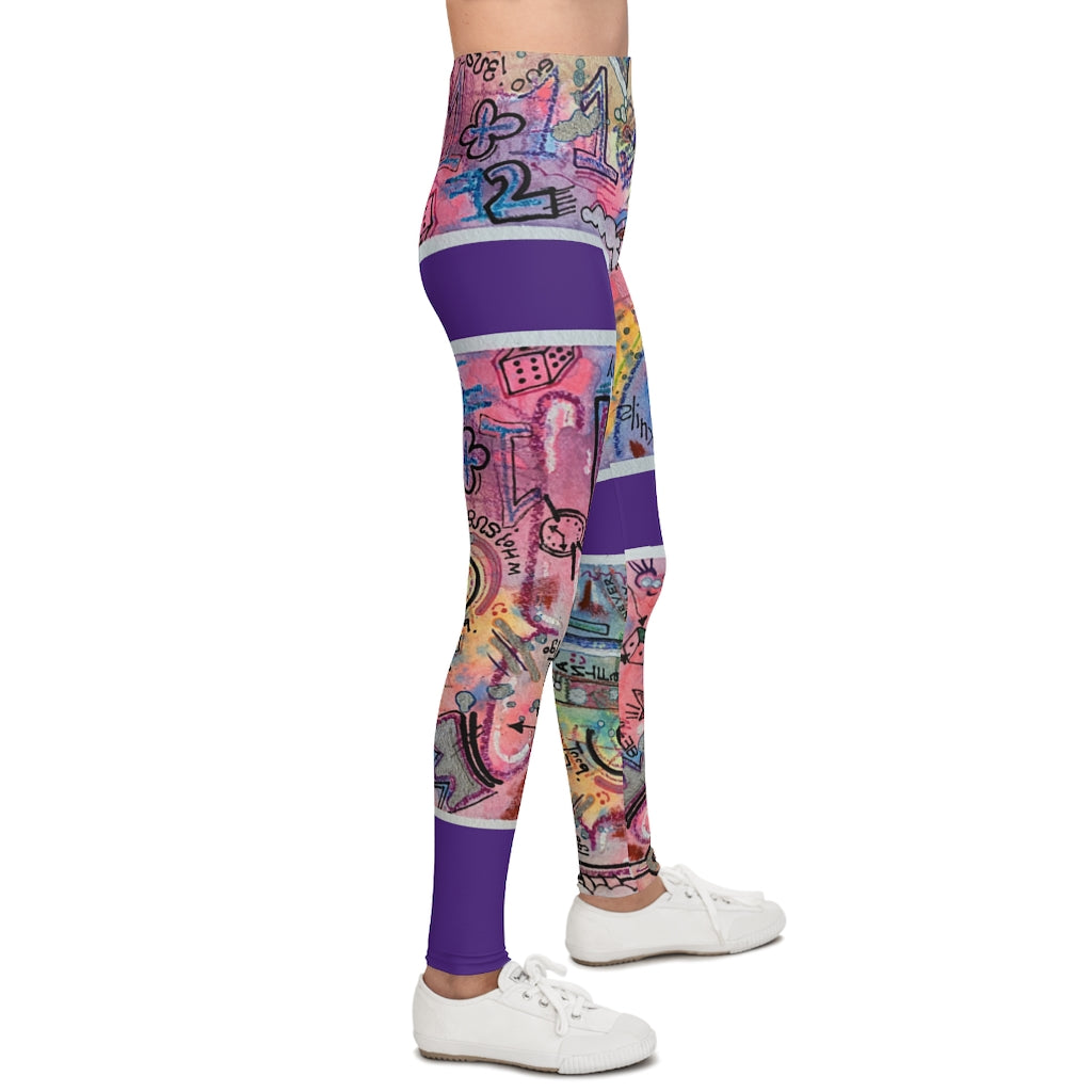 Youth Leggings / Go Fly A Kite / Purple